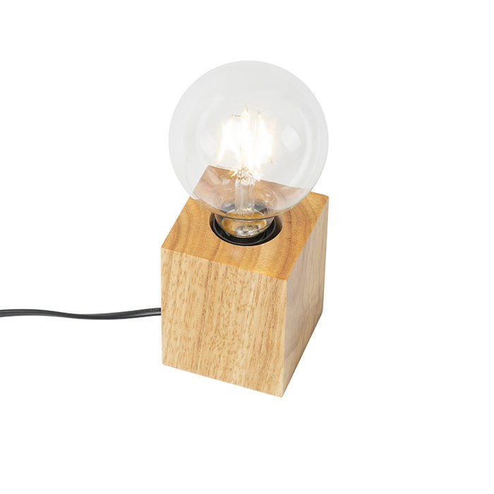 QAZQA Landelijke tafellamp hout naturel - Bloc