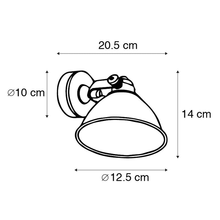 QAZQA Industriële wandlamp zwart met goud verstelbaar - Liko