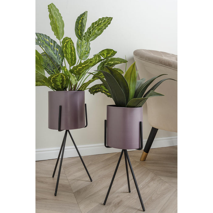 present time - Bloempot set Pedestal XL - Donkerpaars - Ø23cm & Ø20cm