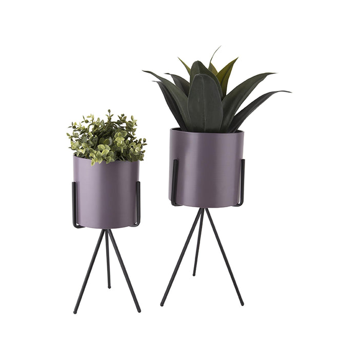 present time - Bloempot set Pedestal XL - Donkerpaars - Ø23cm & Ø20cm