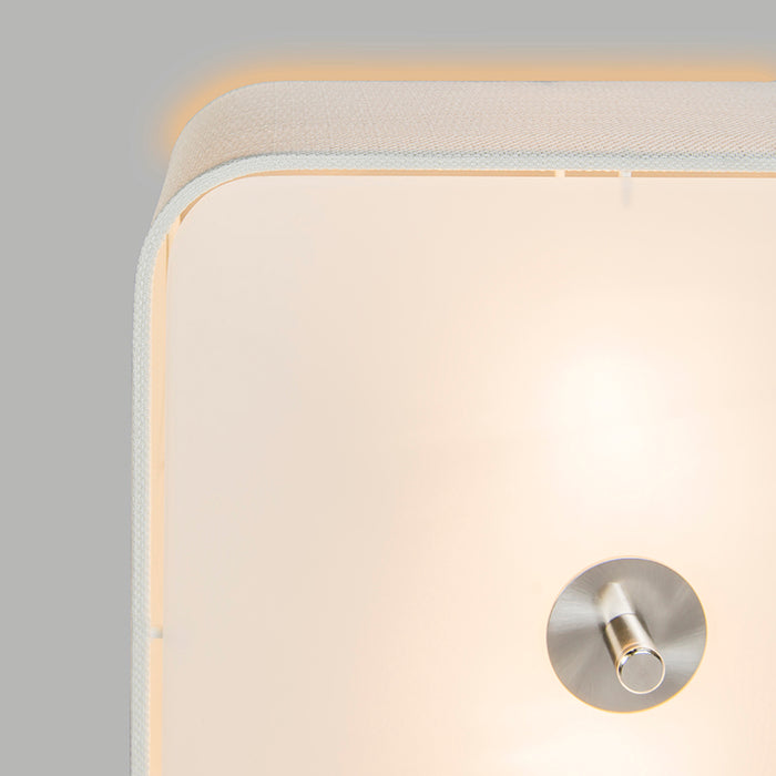 QAZQA Plafondlamp drum jute - Wit - Modern - L 300mm