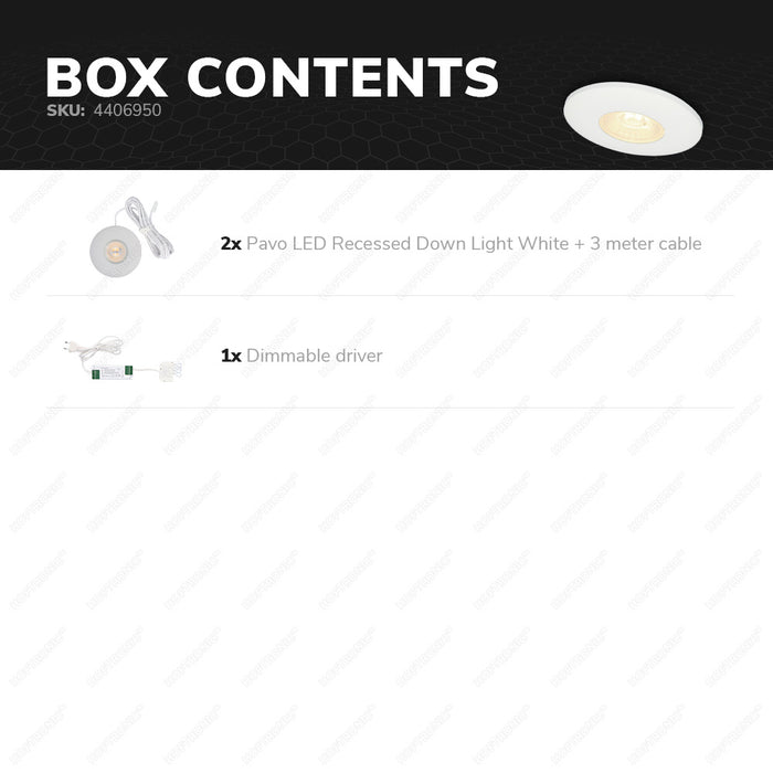 HOFTRONIC 2x Pavo - LED Inbouwspots Badkamer IP44 Wit