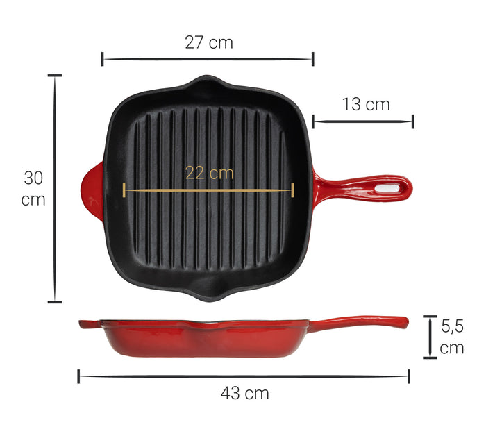 Blackwell Grillpan Gietijzer Rood 27 x 27 cm