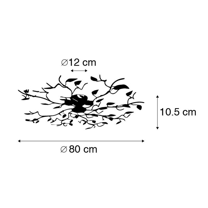 QAZQA Vintage plafondlamp zwart met goud 80 cm 4-lichts - Foglie
