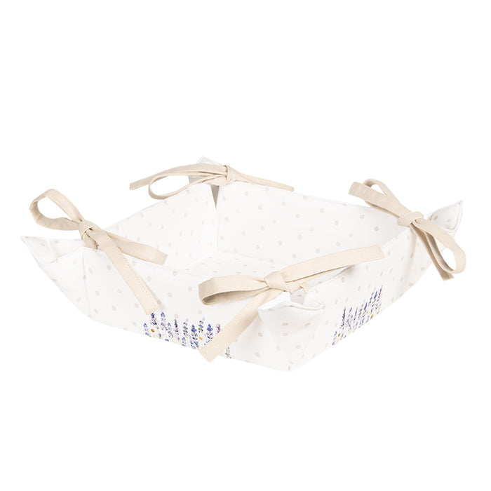 Clayre & Eef Broodmand  35x35x8 cm Paars Wit Katoen Vierkant Lavendel