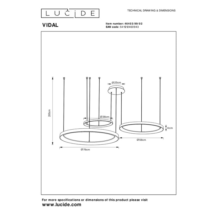 Lucide Premium VIDAL Hanglamp - Mat Goud | Messing