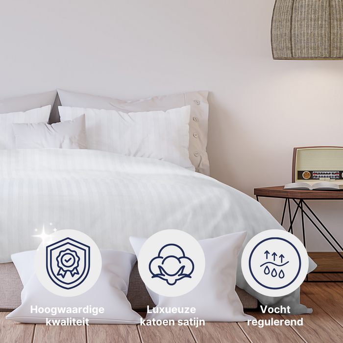 Ten Cate Katoensatijnen Dekbedovertrek - 140x200|220 - Wit