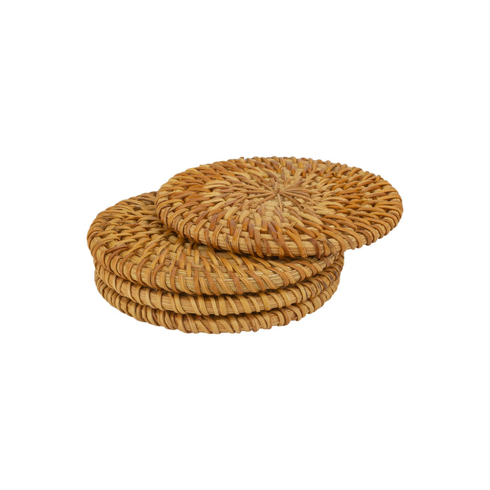 QUVIO Glasonderzetters - set van 4 - Rotan