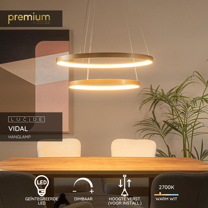 Lucide Premium VIDAL Hanglamp - Mat Goud | Messing