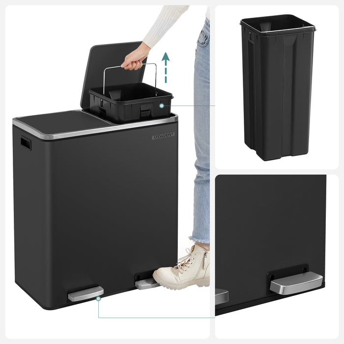 O'DADDY® Prullenbak Afvalscheiding - vuilnisbak 60L (2x 30) - 59x65x32