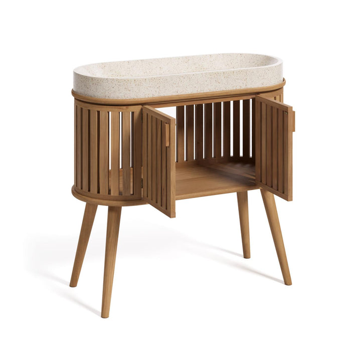 Kave Home - Rokia massief teakhouten badkamermeubel met opzetwastafel