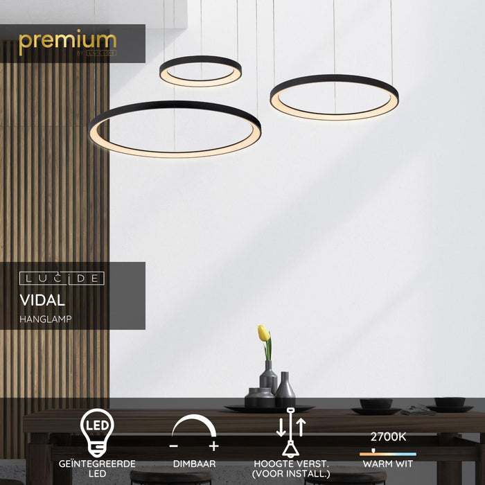 Lucide Premium VIDAL Hanglamp - Zwart