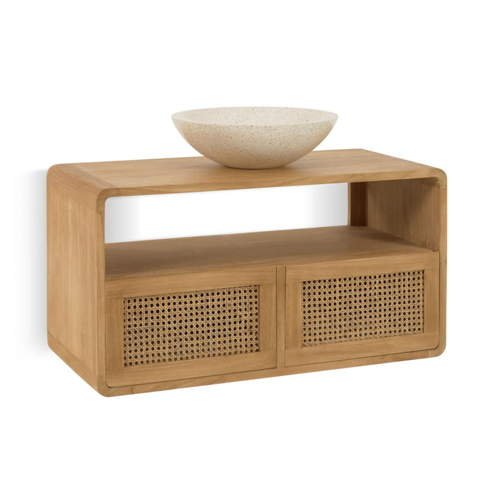 Kave Home - Sabiela massief teakhouten badkamermeubel 86 x 45 cm