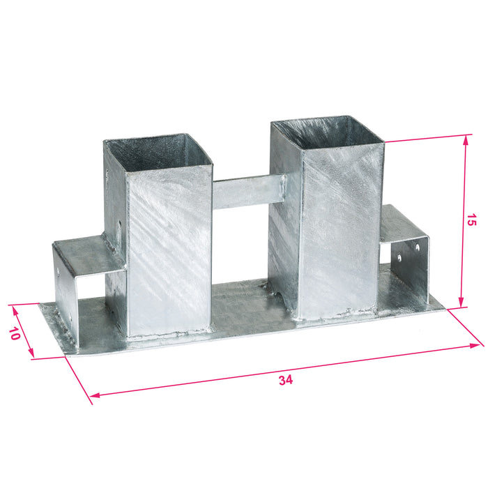 tectake® Houtstapelrekken thermisch verzinkt 2-delig