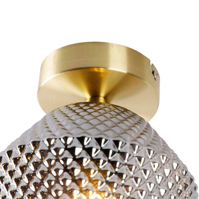 QAZQA Art Deco plafondlamp messing met smoke glas - Karce