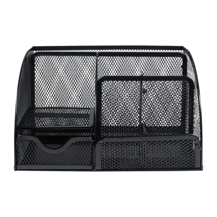 QUVIO Bureau organizer 5 vakken + 1 lade + 1 plankje met gaas - Zwart