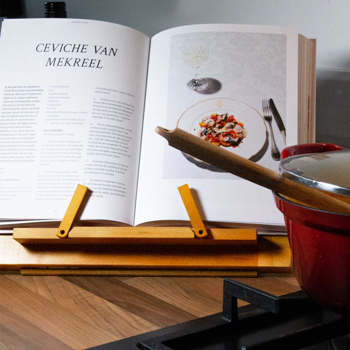 QUVIO Kookboekstandaard | Boekenstandaard | Tabletstandaard - Hout