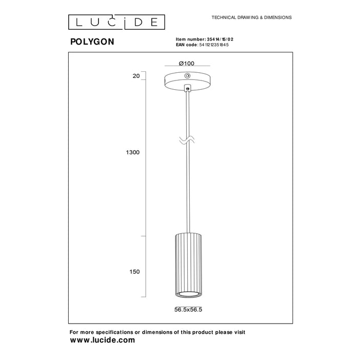 Lucide POLYGON Hanglamp - Mat Goud | Messing
