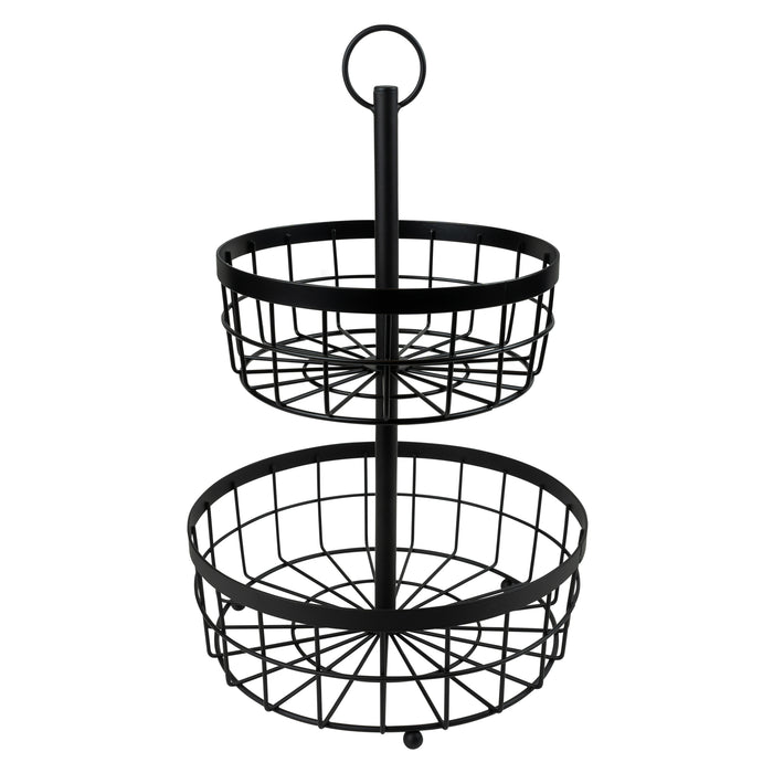 QUVIO Fruitmand 2 laags - Metaal - Zwart