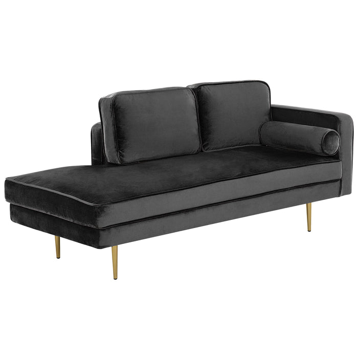 Beliani - MIRAMAS - Chaise longue - Zwart - Rechterzijde - Fluweel