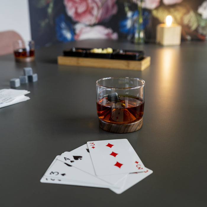 Aretica Whiskey glas met houten onderzetter - Bruin - set van 6