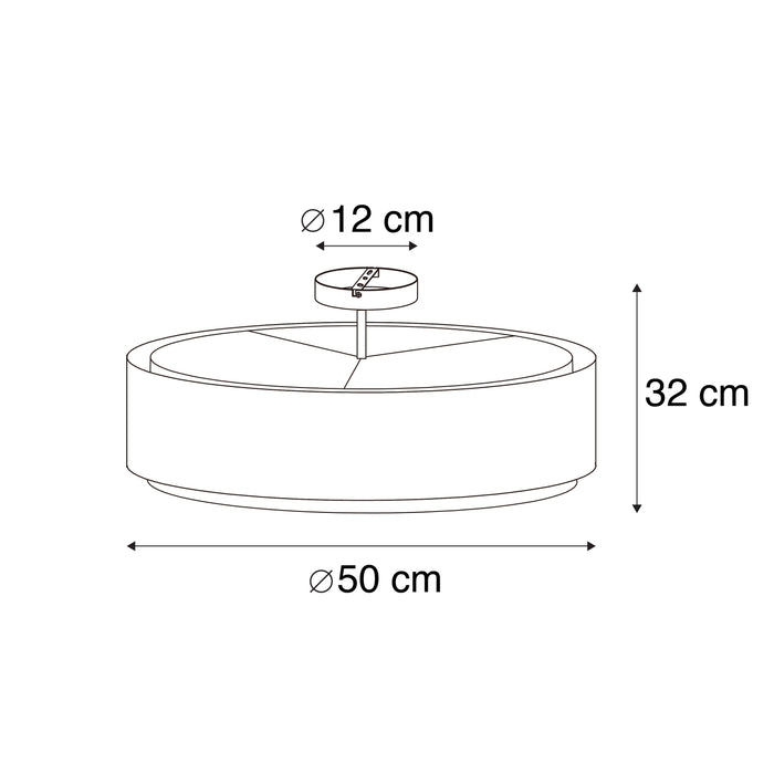 QAZQA Moderne plafondlamp zwart met wit 50 cm 3-lichts - Drum Duo