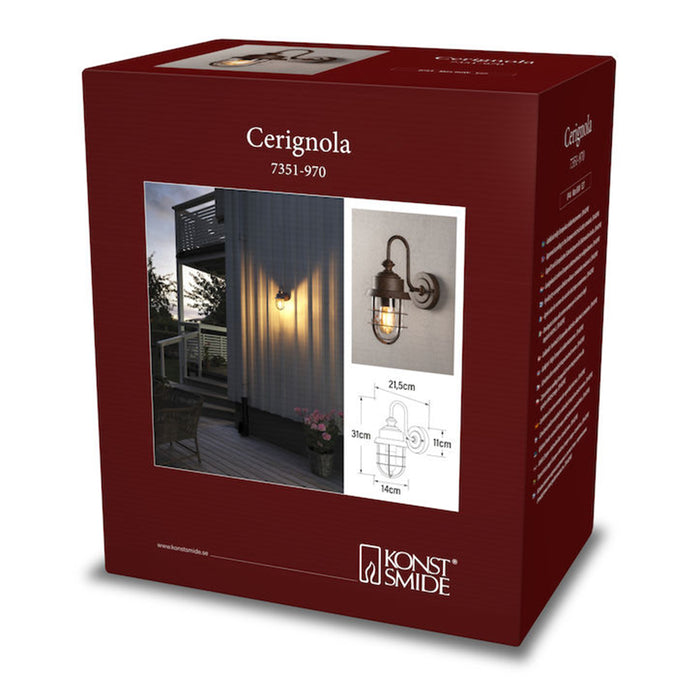 Konstsmide Cerignola Wandlamp - E27 - 24.5 x 30.5 cm - Roestbruin