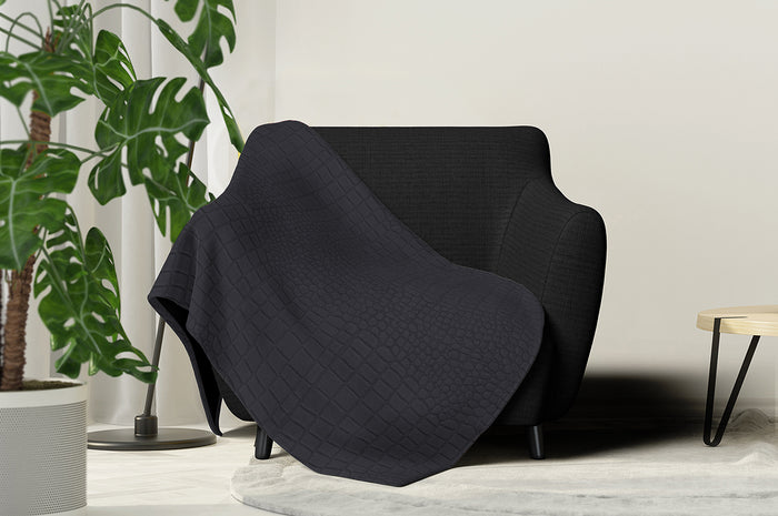 LINNICK Flanel Fleece Deken Croco - zwart - 140x200cm