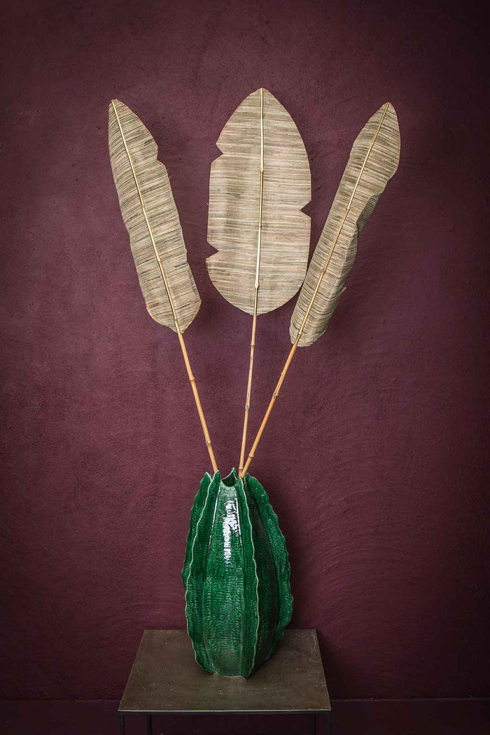 PTMD Gedroogde Bloem Bamboe Steel Palmblad - 31 x 1 x 190 cm - Goud