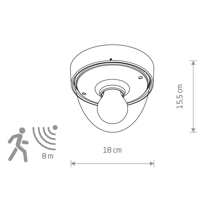 Nowodvorski Buitenlamp Nook Ø 18 cm sensor zwart