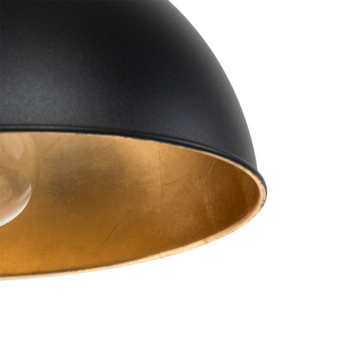 QAZQA Industriële hanglamp zwart met goud 3-lichts - Magnax