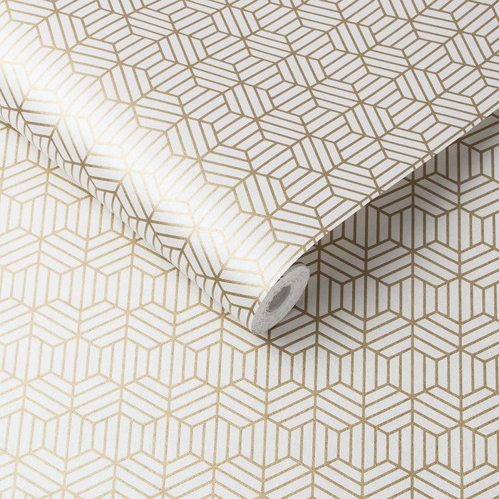 Graham & Brown vliesbehang Echo Pearl Gold wit