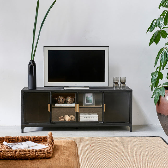 Rivièra Maison - Elegante Glas Vaasje, zwart, handgemaakt, hoogte 46 cm