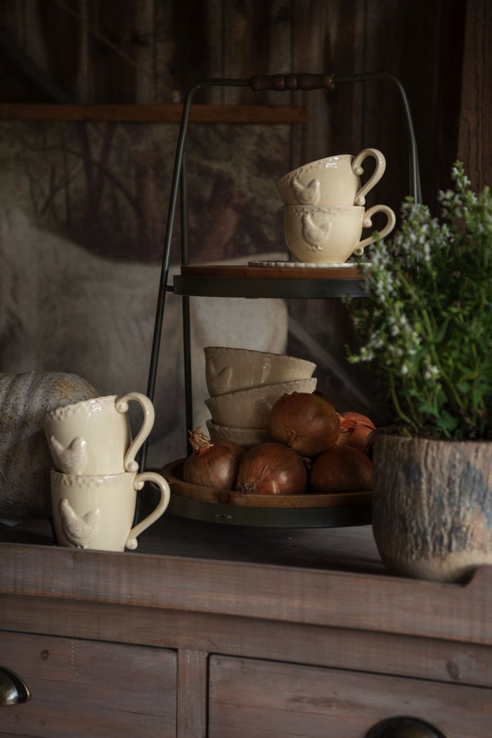 Clayre & Eef Etagère 2 laags  33x32x51 cm Bruin Hout Ijzer Rond