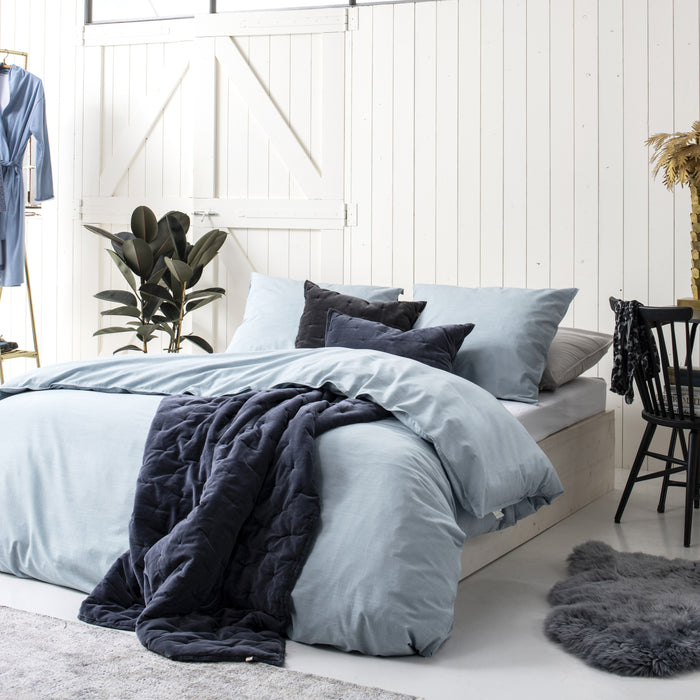 Walra Vintage Cotton Dekbedovertrek 140 x 220/240 cm - Jeans blauw