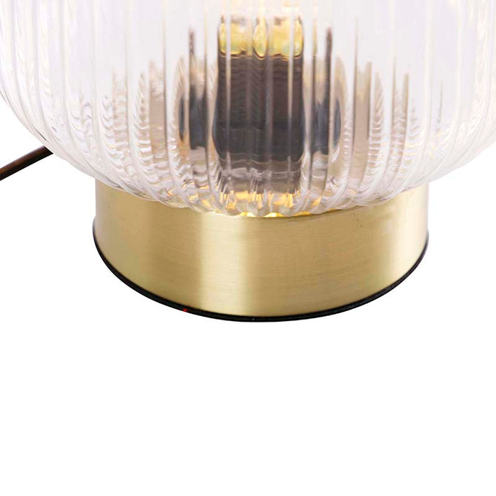 QAZQA Art Deco tafellamp messing met glas - Karel