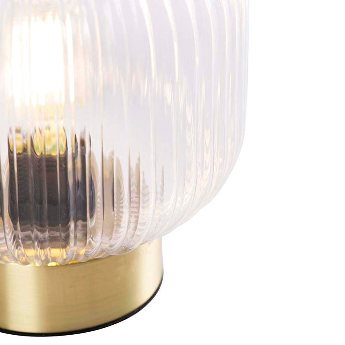 QAZQA Art Deco tafellamp messing met glas - Karel