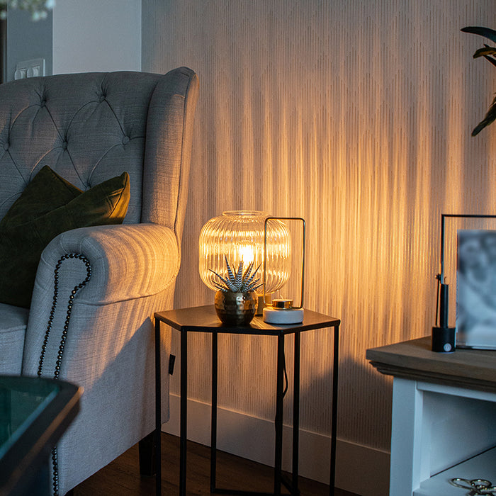 QAZQA Art Deco tafellamp messing met glas - Karel