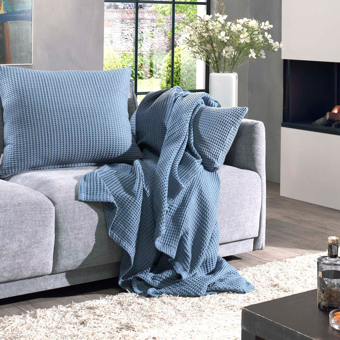 Heckett & Lane Wafel Sprei 240 x 260 cm - Navy Blue