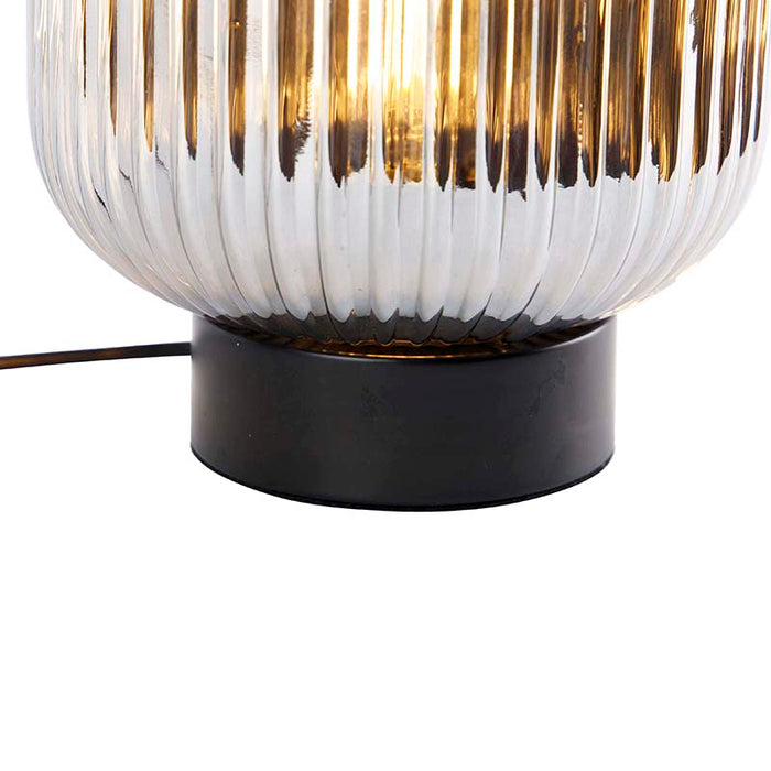 QAZQA Art Deco tafellamp zwart met smoke glas - Karel