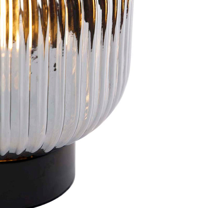 QAZQA Art Deco tafellamp zwart met smoke glas - Karel
