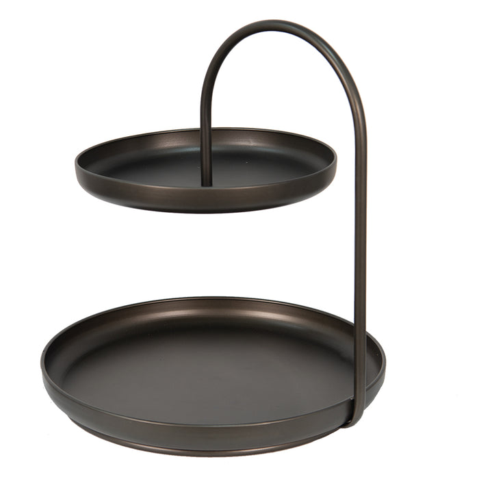 Clayre & Eef Etagère 2 laags 41*42*45 cm Zwart Ijzer Serveerschaal