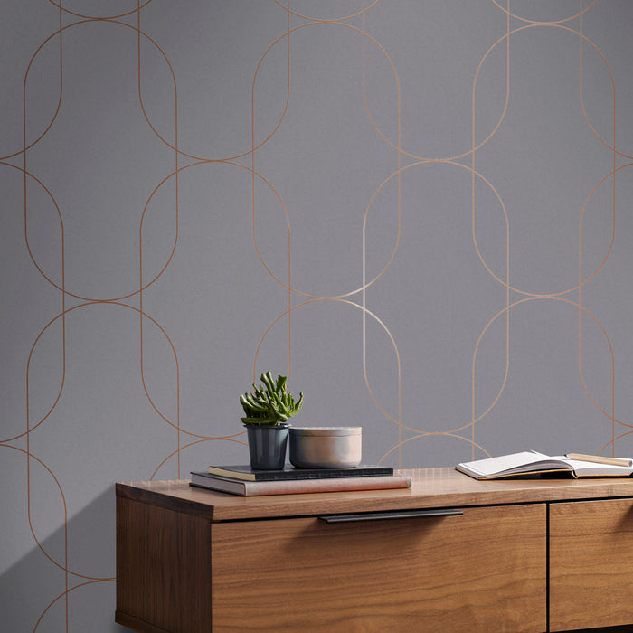 Graham & Brown - Vliesbehang - Palais Grey & Rose Gold - 10mx53cm