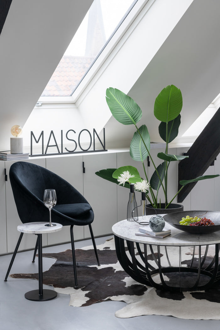 Duverger® Marble - Bijzettafel - rond 28cm - marmer - wit - unieke sch