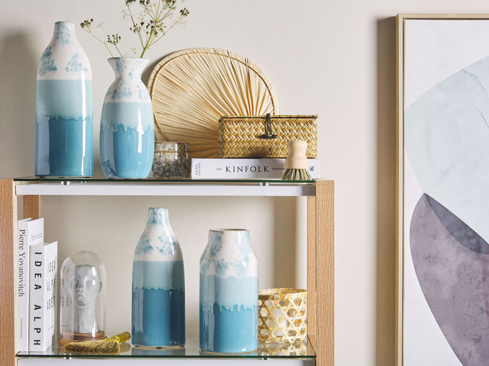 Beliani - CHAMAIZI - Bloemenvaas - Blauw - Keramiek