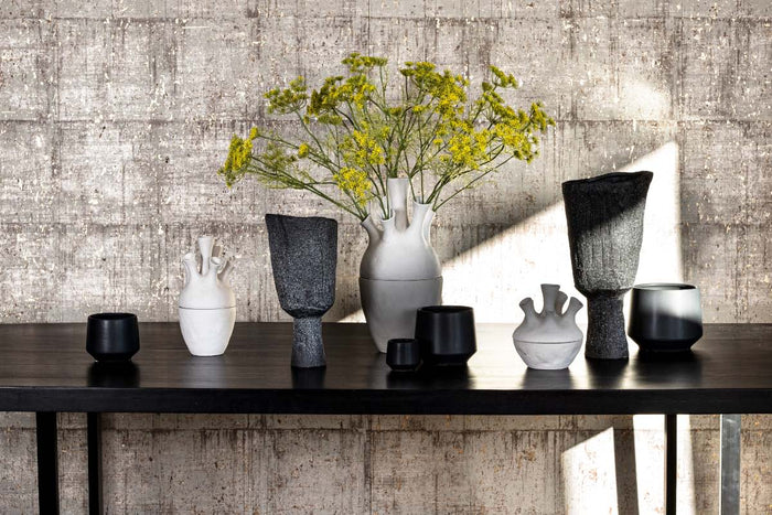 PTMD Shary Vaas - H44 x Ø21 cm - Keramiek - Wit