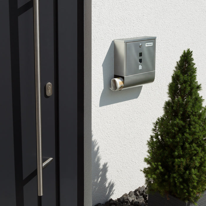 tectake RVS brievenbus met krantenrol, type 2