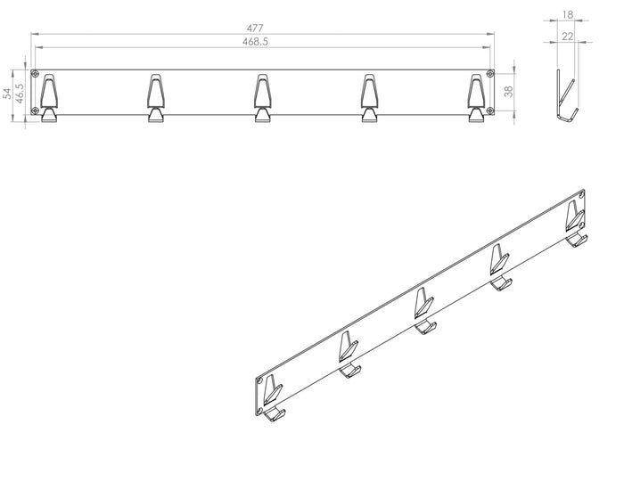 Gorillz Raw XL - Industrieel kapstok wandkapstok - Wit