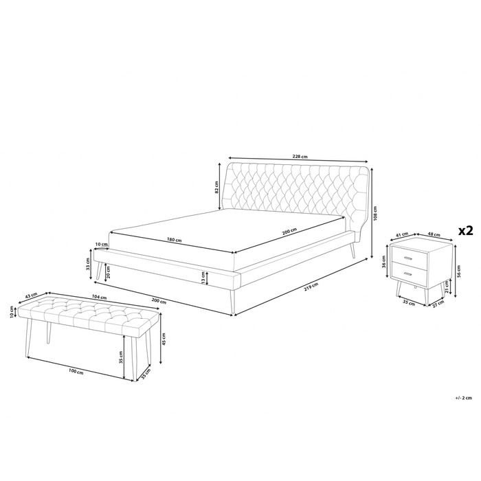 Beliani - ESSONNE - Slaapkamerset - Beige - 180 x 200 cm - Kunstleer