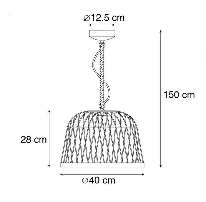 QAZQA Landelijke hanglamp touw met rotan - Calamus